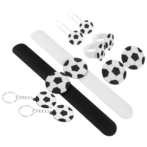 Ciieeo 10Stücke Teiliges Fußball Geburtstagsparty Set für Schlüsselanhänger Armbänder Ringe Lesezeichen und Pins Mitgebsel für Fußball Partys Sicher und Abwechslungsreich von Ciieeo