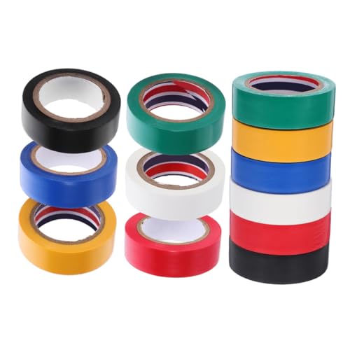 Ciieeo 12 Rollen PVC Isolierband Hochtemperaturbeständige Multifunktions Klebebänder für Elektriker zum Bündeln Isolieren und Beschriften von Kabeln Farben von Ciieeo