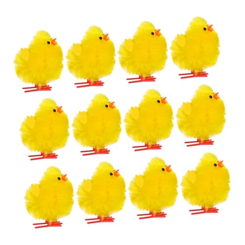 Ciieeo 12 Stück Osterdekoration Küken Osterornament Ostereierfüller Lustiges Küken Osterküken Partyspielzeug Gelbe Chemiefaser Und Kunststoff von Ciieeo