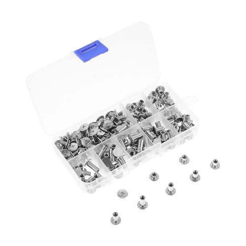 Ciieeo 120Sätze Nieten für Leder Buchschrauben aus Karbonstahl Stabile Kappennieten für DIY Lederhandwerk Vielseitig Einsetzbar für Geldbörsen Gürtel Schuhe Ciieeo 120Sätze Nieten für Leder Buchschrauben aus Karbonstahl Stabile Kappennieten für DIY Lederhandwerk Vielseitig Einsetzbar für Geldbörsen Gürtel Schuhe von Ciieeo