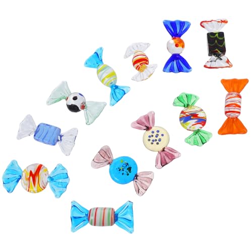 Ciieeo 12Stücke Glasbonbon Ornamente Farbenfrohe Dekoration für Zuhause Stilvolles Kunsthandwerk aus Hochwertigem für Kreative Wohnräume von Ciieeo