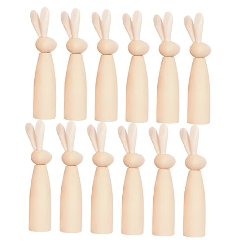 Ciieeo Ostern Decor 12pc Holz Bunny Figuren Unbemalt Natürliche Holz Peg Puppen Handwerk Set Ciieeo Ostern Decor 12pc Holz Bunny Figuren Unbemalt Natürliche Holz Peg Puppen Handwerk Set von Ciieeo