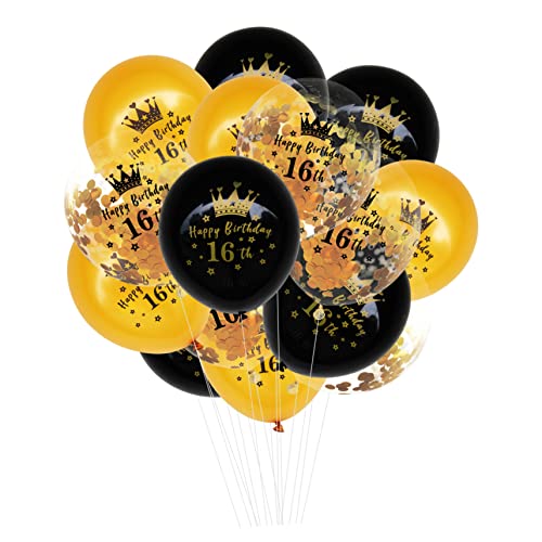 Ciieeo 15St Geburtstag Luftballons latex luftballons latex ballons Konfetti Geburtstagsballons Konfettiballons zum Geburtstag Golddekor Zahlenballons Latexballons dekorative Luftballons von Ciieeo
