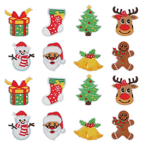 Ciieeo 16 Stück Aufnäher zum Thema Weihnachten Aufnäher zum Aufbügeln Weihnachtsaufbügler zum Basteln Basteln für Kleidung Rucksäcke Dekorationen von Ciieeo