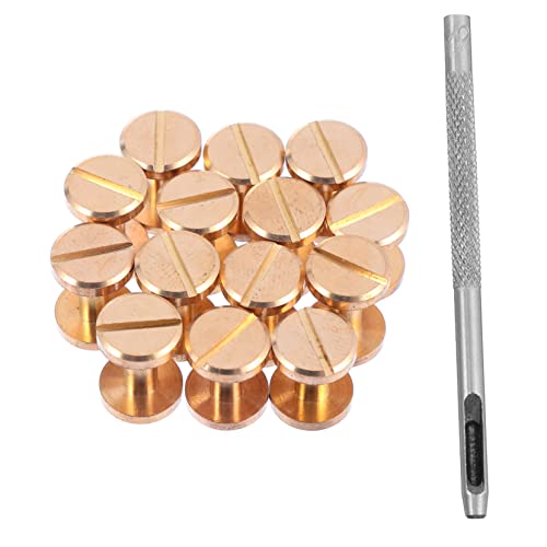 Ciieeo 16 Stück Teiliges Messing Schraubnieten Set mit Luftloch Punsch Reine Kupfer Buchschrauben für Gürtel DIY Lederhandwerk Langlebige Flache Köpfe Lochstanzer für Präzise Befestigung Ciieeo 16 Stück Teiliges Messing Schraubnieten Set mit Luftloch Punsch Reine Kupfer Buchschrauben für Gürtel DIY Lederhandwerk Langlebige Flache Köpfe Lochstanzer für Präzise Befestigung von Ciieeo