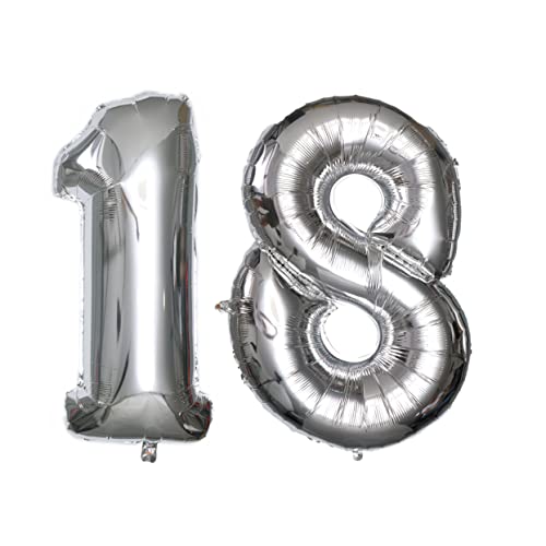 Ciieeo 18 Luftballons für Geburtstagsfeiern Jubiläums-Nummernballon Luftballons Zahlen Film wiederverwendbar the wedding party Zahlenballons zahlen luftballon Aluminiumfolie Heliumballon von Ciieeo