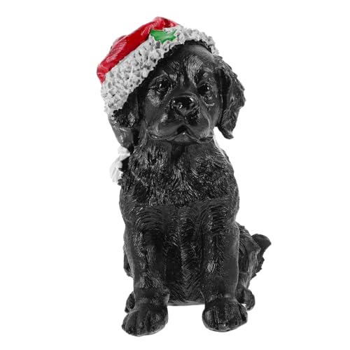 Ciieeo 1Stk Weihnachtsmütze Hund Ornament Mini-Harztiere Hundestatue Modelle Dekor Kleiner Hund modellieren Weihnachtsstatue des kleinen Hundes Pappbecher Hut Zylinder von Ciieeo