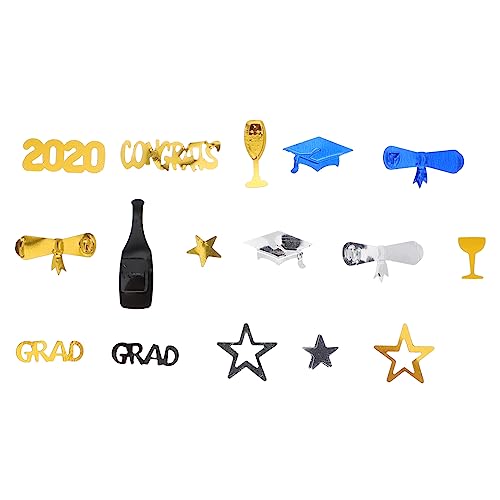 Ciieeo 2 Packungen Konfetti für Abschlussfeiern Glänzende Dekoration mit Doktorhut und Blau Schwarz Gold und Silber für Party und Studienabschlüsse von Ciieeo