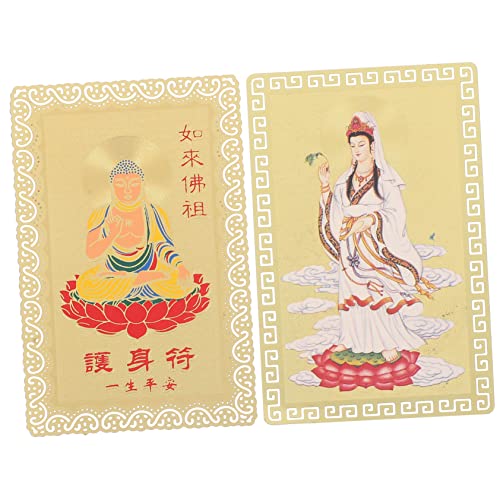 Ciieeo 2 Stück Chinesische Amulettkarten aus Dickem mit Traditionellem Glücksbringer Design Dekorative Feng Shui Schutzkarten mit Goldener Oberfläche Leicht und Tragbar für Kulturelle von Ciieeo