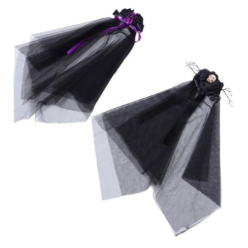 Ciieeo 2 Stück Gothic Halloween Kopfschmuck mit Schwarzem Spitzen-schleier und Dunkler Schleife Brautschleier für Damen Masquerade Headpiece für Cosplay Party und Foto-requisiten Ciieeo 2 Stück Gothic Halloween Kopfschmuck mit Schwarzem Spitzen-schleier und Dunkler Schleife Brautschleier für Damen Masquerade Headpiece für Cosplay Party und Foto-requisiten von Ciieeo