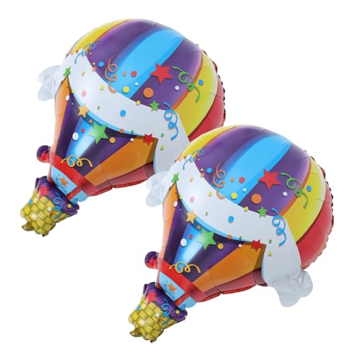 Ciieeo 2 Stück Heißluftballon Luftballondekoration alles zum geburtstag dekorationen Reise-Party-Ballons Regenbogen-Partydekorationen Aluminiumfolie von Ciieeo
