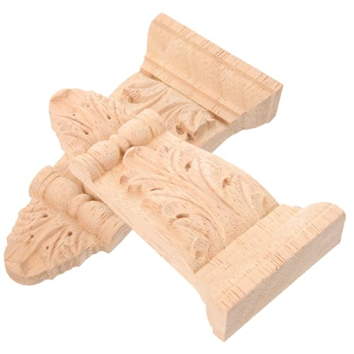 Ciieeo 2 Stück Holz Geschnitzte Applikationen Unbemalt Vintage Holzornamente für Möbel Kommode Schrank Fenster Tür Dekoration Eleganter Antiker Stil von Ciieeo