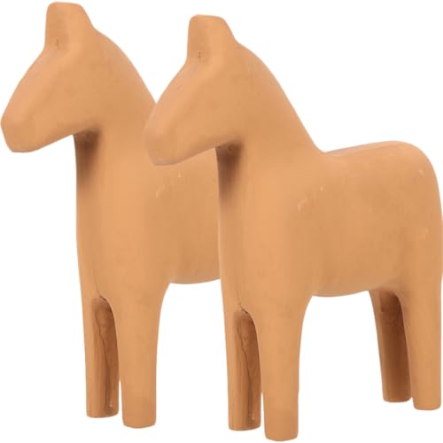 Ciieeo 2 Stück Holzpferd Ornament Miniaturtiere Pferdezubehör Pferdespielzeug Haushaltspferdeskulptur Dekoration Pferdeball Tischdekoration Tischdekoration Pferdefigur Aus von Ciieeo