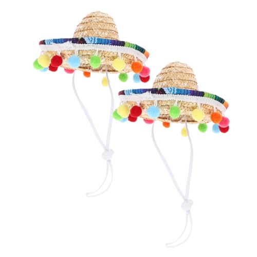 Ciieeo 2 Stück Kleine Mexikanische Strohhüte Atmungsaktive Partyhüte für Karneval Sombrero Mützen für und Mexikanische Themenpartys von Ciieeo
