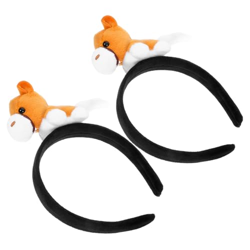 Ciieeo 2 Stück Niedliches Pferdehaar Stoff Haarreif Cartoon Tier Haarband für Halloween Foto Requisiten Geburtstag Party Kopfschmuck von Ciieeo