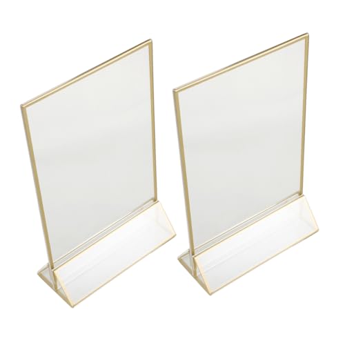 Ciieeo 2 Stück Transparent Acryl Tischkartenhalter mit Goldrand Vertikale Menüdarstellung für Hochzeiten Events und Restaurants Stilvolle Dekoration für Tische von Ciieeo