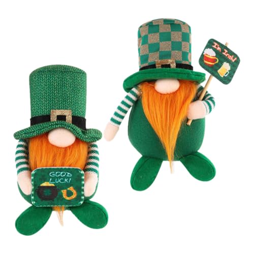 Ciieeo 2 Stücke St. Patricks Tag Garten GNOME Plüsch Puppe Hause Büro Zwerg Puppen für Urlaub von Ciieeo