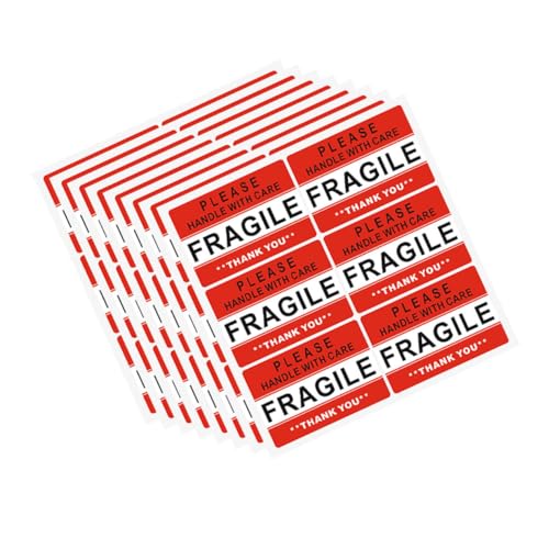 Ciieeo 20 Blatt Selbstklebende Warnaufkleber Rot Bögen mit Fragile Shipping Labels Stark Haftend für Zerbrechliche Pakete Einfach Anzubringen Schützt Empfindliche Sendungen bei Transport von Ciieeo