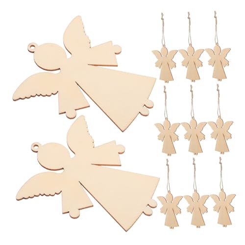 Ciieeo 20 Stück Unbemalte Holzengel Anhänger DIY Bastelstücke für Weihnachten mit Aufhängeschnur Geschenkanhänger für Festliche Anlässe von Ciieeo