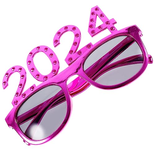 Ciieeo 2024-Brille 2024-Zahlenbrille 2024-Sonnenbrille 2024-Neujahrspartyzubehör Neuartige Fotokabinen-Requisite Für Die Abschlussfeier Rosig von Ciieeo