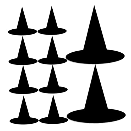 Ciieeo 24 Stück Teiliges Hexenhut Papierboard Flache Schwarze Zauberhüte mit Aufhängeschnur Leichte Halloween dekoration für Innen Außenbereich Einfach zu Befestigen Wiederverwendbar für von Ciieeo