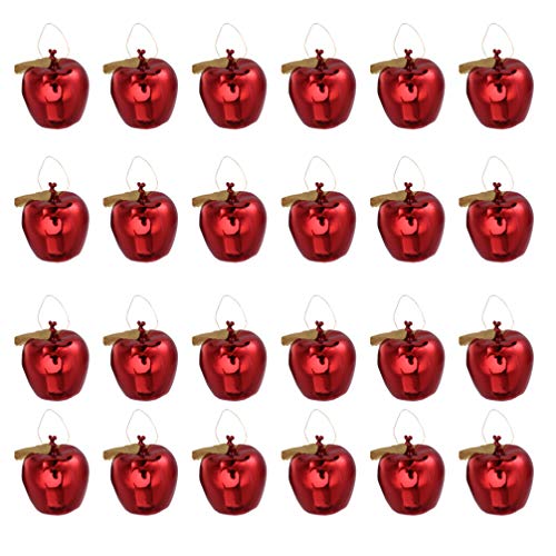 Ciieeo 24 Stücke Weihnachten Apfel Anhänger Hängende Verzierung Kunststoff Simulation Apfel Anhänger Hängende Apfelverzierung für Weihnachtsbaum Wohnkultur (Rot) von Ciieeo