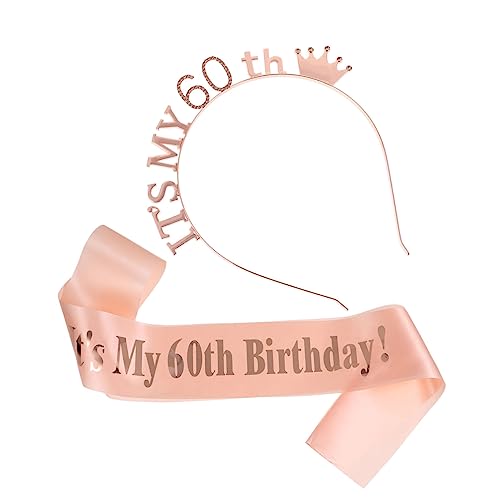 Ciieeo 2st Geburtstags-schultergurt-set Make-up-accessoires Kuchendekorationen 60. Geburtstag Rosa Haarband Make-up-stirnband Kopfbedeckung Braut Zinklegierung Mädchen von Ciieeo