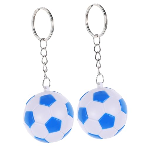 Ciieeo 2Stücke Fußball Schlüsselanhänger für Kinderpartygeschenke und Schulkarneval Blau Kreative Fußball Anhänger für Taschen Handys und Autoschlüssel von Ciieeo