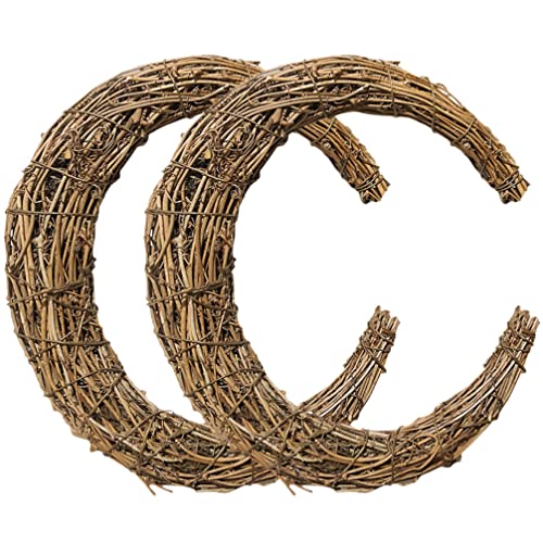 Ciieeo 2st Rattan-Girlande Weinrebenzweig Rattan Rattankränze in Mondform Basteln Weidenkranz Mond-weinreben-Kranz Weinreben-Zweig-rebengirlande Weihnachtsdeko Bilderrahmen Hölzern Eisen von Ciieeo