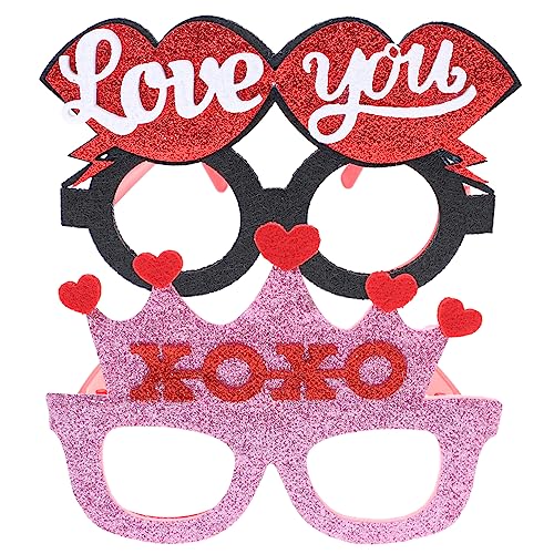 Ciieeo 2st Valentinsbrille Partybrille Coole Brille Weihnachts-sonnenbrille Valentinstag-party-gläser Fotoautomaten-requisiten Für Die Hochzeit Rot Rosa Mädchen Spielzeug Plastik Jahrgang von Ciieeo