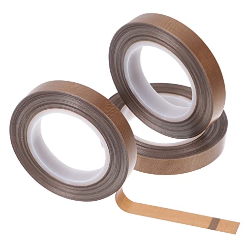 Ciieeo 3 Rollen Hitzebeständiges Klebeband Heizband Herd Hochtemperaturband Wärmedämmband Glasfasergewebe Isolierband Hellbraun Basismaterial Glasfasergewebe von Ciieeo