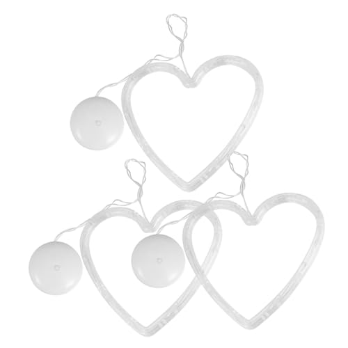 Ciieeo 3 Stück Herz Saugnapf Fensterlichter für Valentinstag Dekorative Wandbeleuchtung für Romantische Partys und Stimmungsvolle Raumgestaltung von Ciieeo