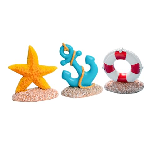Ciieeo 3 Stück Kreative Teilig Resin Cartoon Cake Topper Meereswelt mit Seestern Muscheln DIY Tortendeko für Geburtstagsfeier Partydeko Aquarium Dekoration Langlebig und Detailreich von Ciieeo