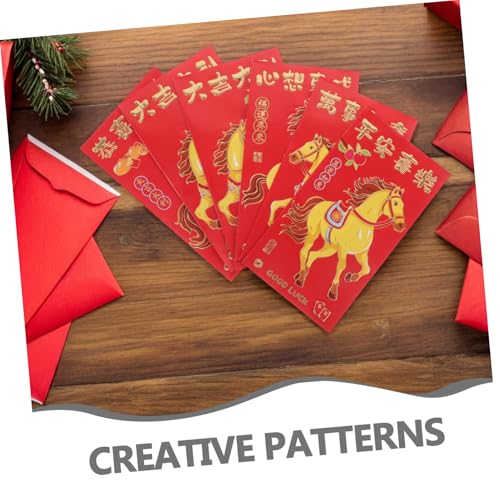Ciieeo 300 Stk. Jahr Des Pferdes Rote Umschläge Kreative Chinesische Neujahrs Hongbao für Frühlingsfest Robuste Papiermaterialien Attraktive Muster für Geldgeschenke und Festdekoration von Ciieeo