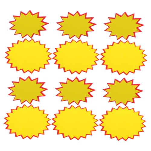 Ciieeo 300 Stück Tag löschen Verkaufspreisschild kleine Einzelhandelsschilder Schilder zum Platzen von Sternausschnitten Preisschilder für den Hofverkauf Verkaufsschilder Papier Gelb von Ciieeo