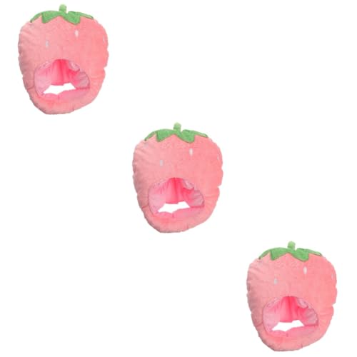 Ciieeo 3St Kopfbedeckung Fruchtkappe Cosplay-Outfits Hüte haar zubehör Kinderkleidung Erdbeeren Erdbeerkopfschmuck dekorativer Erdbeerhut Erwachsener Requisiten Absicherungskappe Partyhut von Ciieeo
