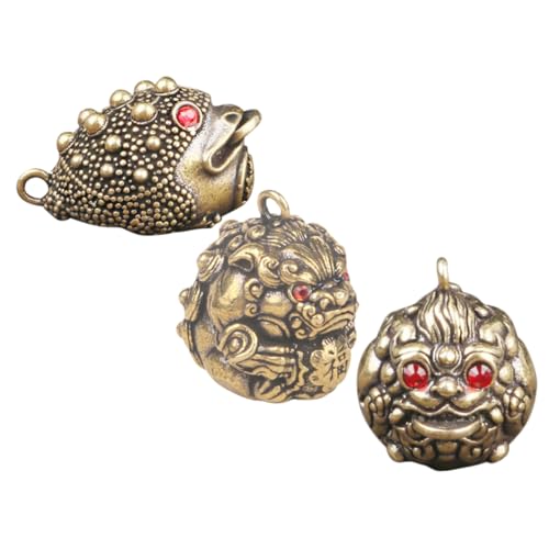 Ciieeo 3St Ornamente feng Fläschchen mit Löffel Rocailles goldene Vintage Messing Anhänger DIY Schlüsselanhänger Hängendes Ornament aus Messing Schmuck Machen Charme von Ciieeo