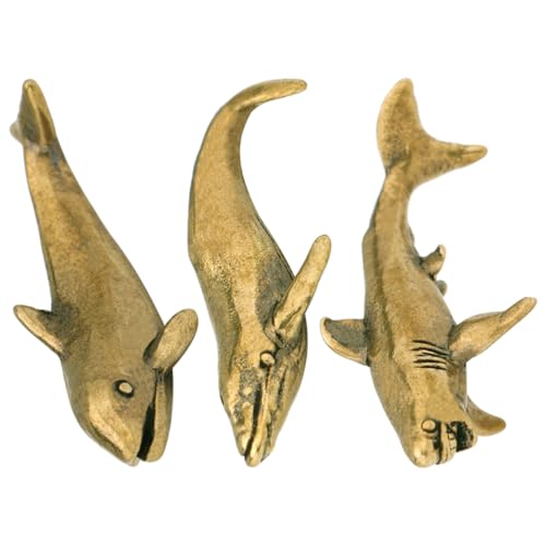 Ciieeo 3st Hai-Ornament Aus Messing Nautische Dekorationen Muscheln Plüsch Für Den Strand Tiere Nachahmung Einer Krabbe Strandig Aquariumdekorationen Strand Wandtattoos Golden von Ciieeo