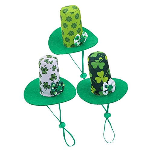 Ciieeo 3st Mimi-hut Kopfbedeckung Mit Koboldhut Schildkröten Radiergummis Grüner Kobold-zylinder Patricks Day Puppenhüte Schnurrbart Paddys Kopfschmuck Patrick Hut Polyester Zubehör Mini von Ciieeo