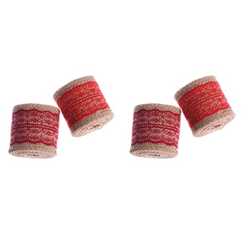 Ciieeo 4 Rollen Basteln für Party DIY Hessisches Leinenbesatz Dekoration Spitze Hochzeiten Basteln Rot Naturband Jute Jute Hochzeit Rustikal Wein von Ciieeo