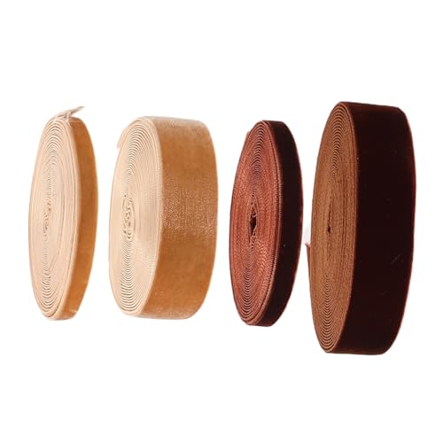 Ciieeo 4 Rollen Diy Geschenkband Samtband Khaki und Braun für Hochzeitssträuße Bastelprojekte Geschenkverpackungen und Dekorationen Yards pro Rolle von Ciieeo