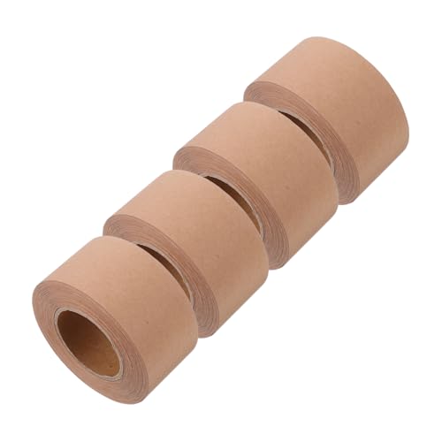 Ciieeo 4 Rollen Wasseraktiviertes Papierband braunes Bastelband Packband aus Kraft braunes Papierband Kartonband Hochleistungs- Versandklebeband Abdichtband Kraftpapier Hellbraun von Ciieeo