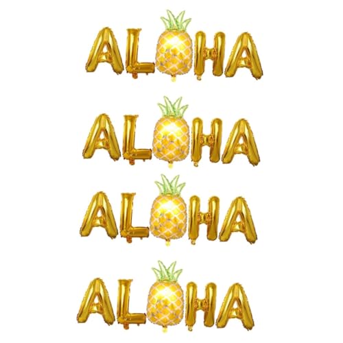 Ciieeo 4 Sätze Ballon Denkmal Hawaiisch Hawaiianische Partyartikel Hawaiianische Girlande Partyzubehör Sommerkranz Hochzeitsdekorationen Ananas Buchstabe Aluminiumfolie Schwimmbad Bankett von Ciieeo
