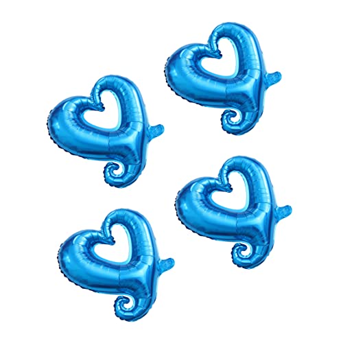 Ciieeo 4 Stück Festival-folienballon Valentinsballons Luftballons in Herzform Herzballon Aus Alufolie Weihnachten Kreative Herzförmige Luftballons Blauer Ballon Heliumballon Liebe Braut von Ciieeo