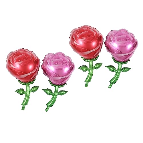 Ciieeo 4 Stück Folienballons in Rosenform für Valentinstag und Muttertag Dekoration für Partys Hochzeiten und Besondere Anlässe aus Langlebigem Aluminiumfilm Gefertigt Romantische von Ciieeo