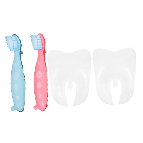 Ciieeo 4 Stück Große Zahnbürstenballons für Zahnfeier Shower Dekoration Auffällige Partydeko mit Rosa Blauen Zahnbürsten und Weißen Zahnformen Zahnarztmotivierte Luftballons von Ciieeo