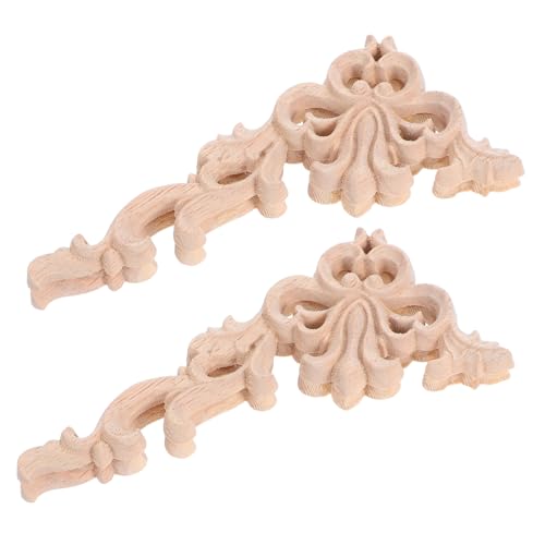 Ciieeo 4 Stück Massivholz Applikationen mit Filigranen Blumenmotiven Unbemalte Geschnitzte Zierelemente für Möbel Wände Schränke und Betten Lichtechte und Einfache Diy Dekoration von Ciieeo