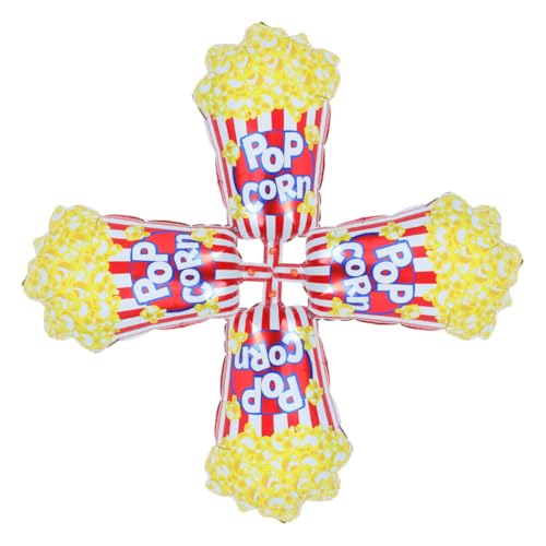 Ciieeo 4 Stück Popcornballon Ballondekor Popcorn-Partyzubehör Geburtstagsfeier Snack Dekorationen Partydekorationen zum Thema Film Partyversorgung Popcorn-Dekorationen Aluminiumfolie von Ciieeo