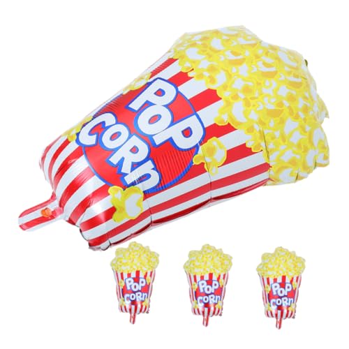 Ciieeo 4 Stück Popcornballon Partydekorationen zum Thema Film Geburtstagsfeier Snack Dekorationen Popcorn-Requisite Filmpartydekorationen Popcorn-Partyzubehör Ballondekor Aluminiumfolie von Ciieeo