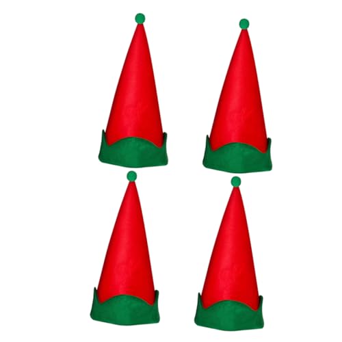 Ciieeo 4 Stück Teiliges Weihnachts Elfenmützen Rot Lustige Weihnachtskopfbedeckungen für Party und Fotorequisiten Leicht und Bequem für Festliche Feiern und Geschenkideen von Ciieeo